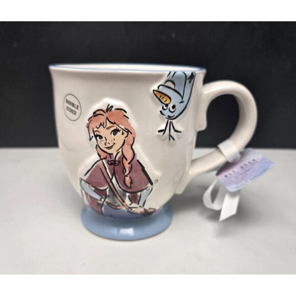 Disney Rae Dunn Frozen Anna & Olaf Mug Up To Snow Good Double Sided 3D NEW w/Tag - Picture 1 of 13
